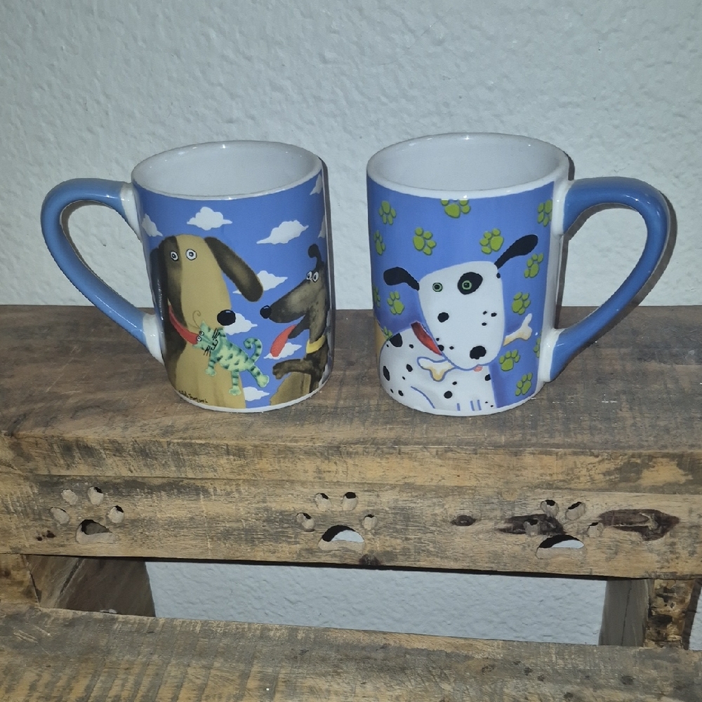 Gibson Blue Dog-Themed Mugs Set